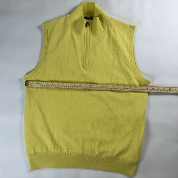 Bobby Jones Extrafine 100% Wool 1/4 Zip Sweater Vest Golf Yellow Lined Mens Sz L - Picture 8 of 13
